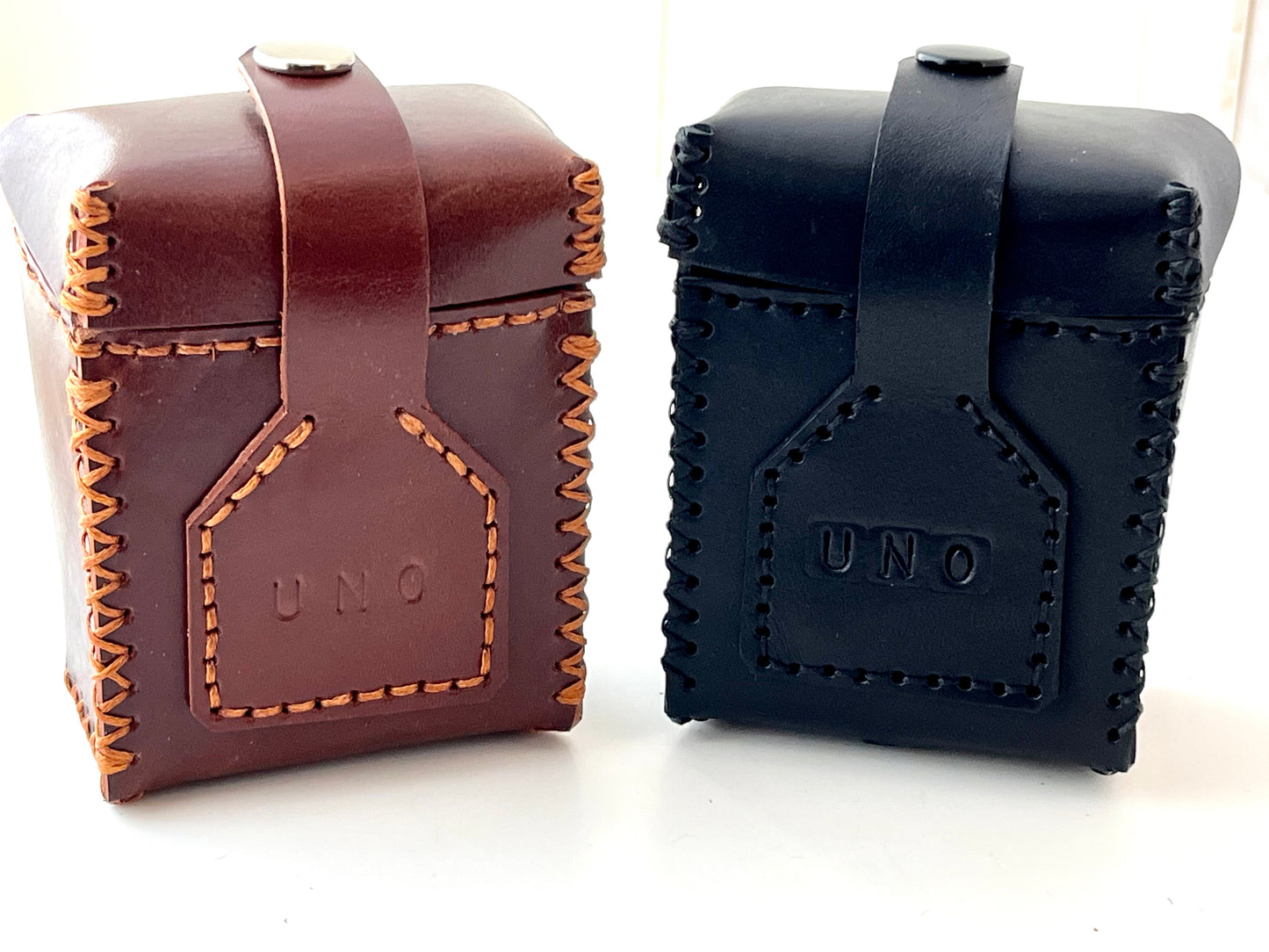 Leather Two-Deck Playing Card Case with UNO