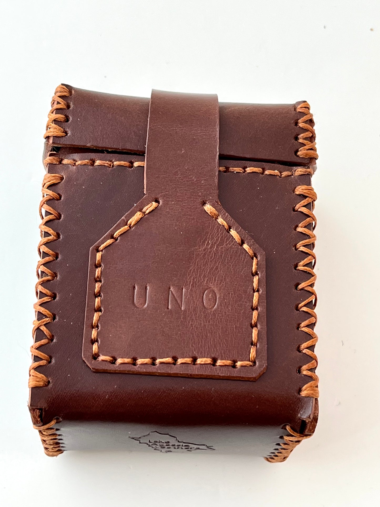 Leather Two-Deck Playing Card Case with UNO