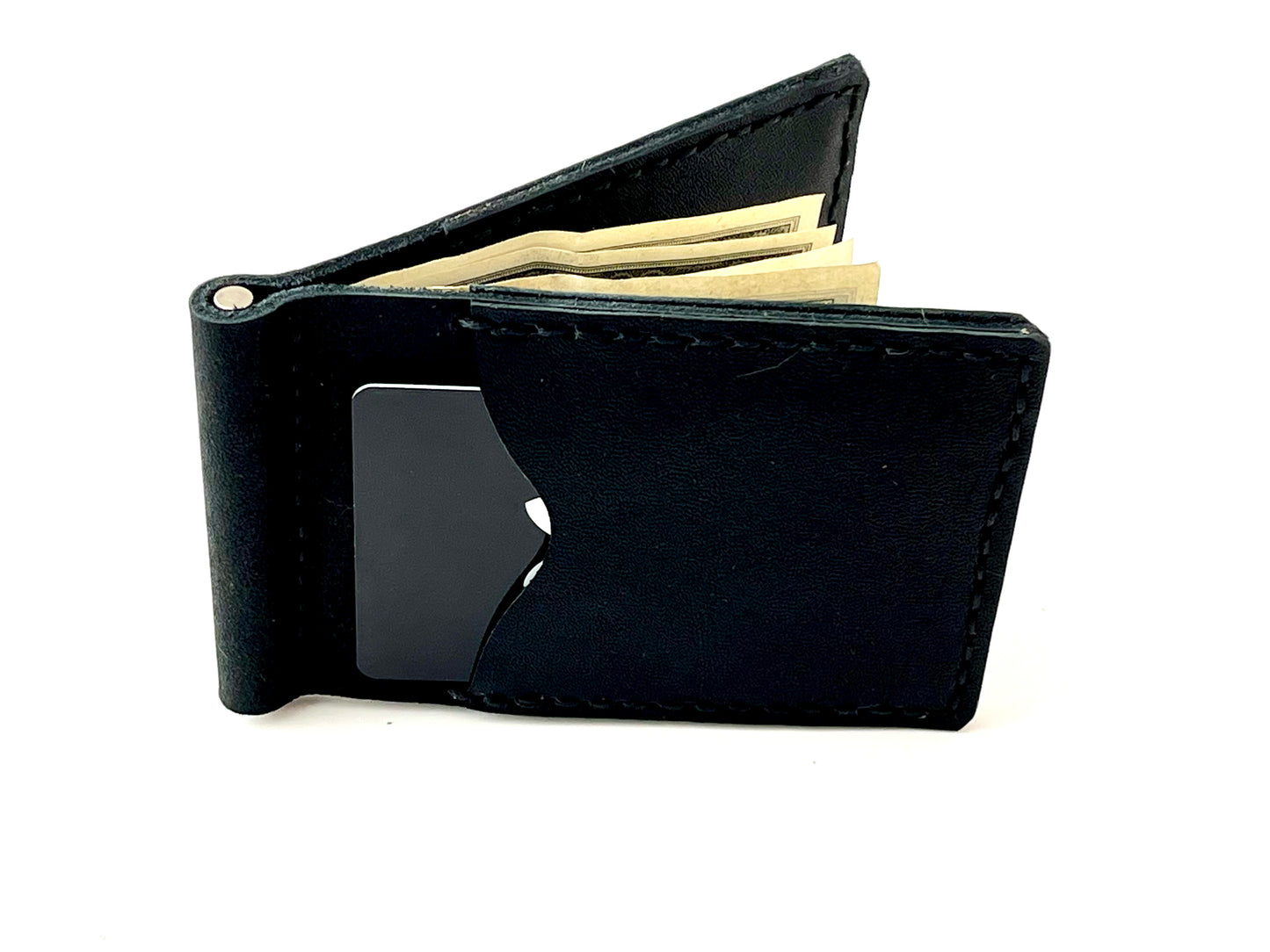 Black Leather Money clip wallet