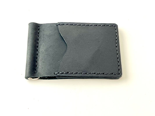 Black Leather Money clip wallet