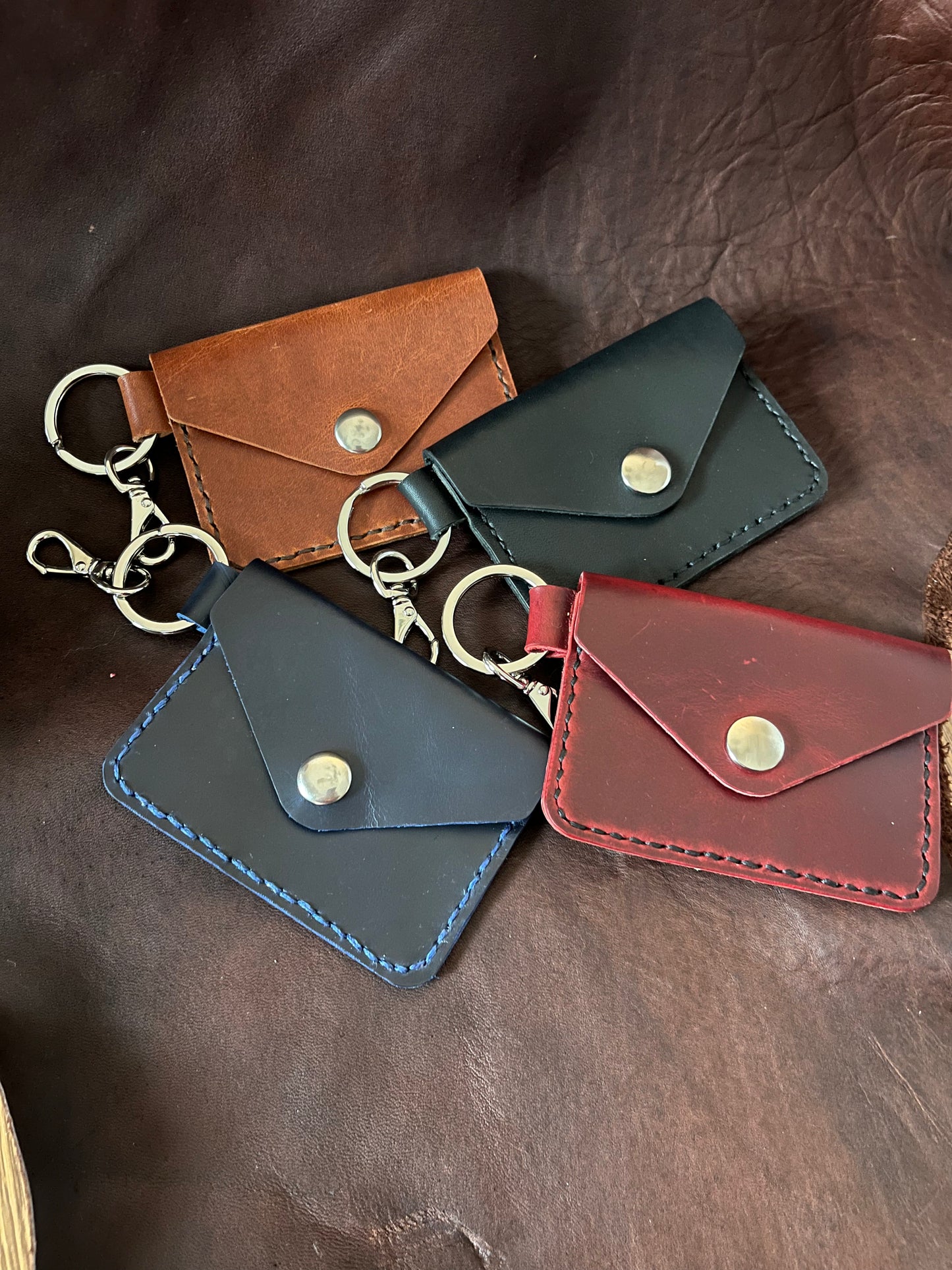 Leather Card Holder Keychain