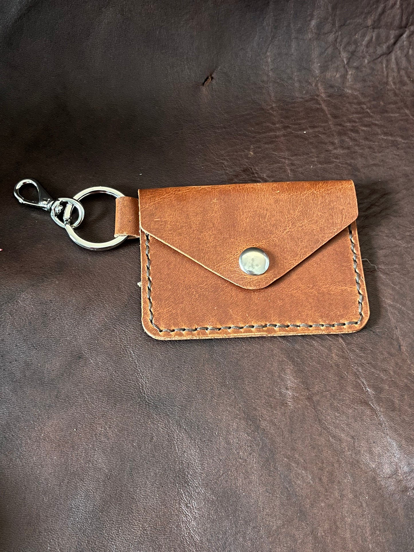 Leather Card Holder Keychain