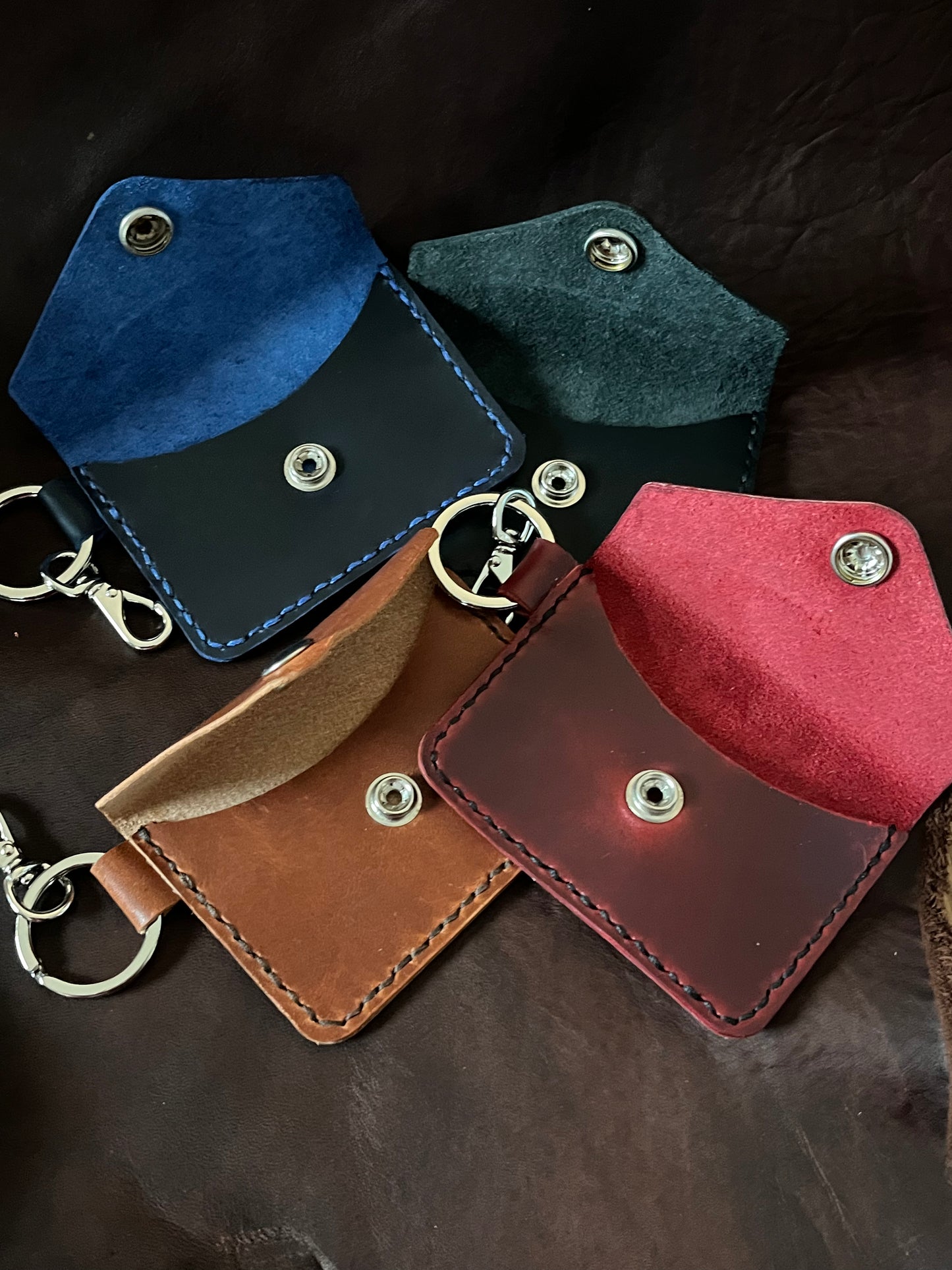 Leather Card Holder Keychain