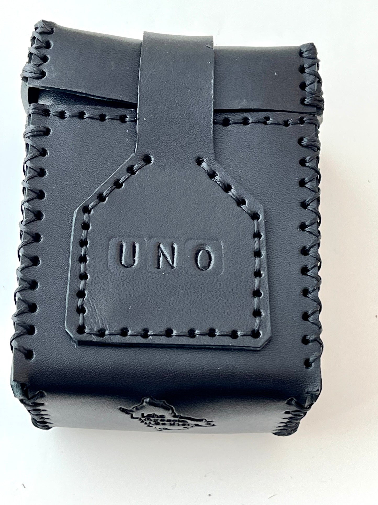 Leather Two-Deck Playing Card Case with UNO